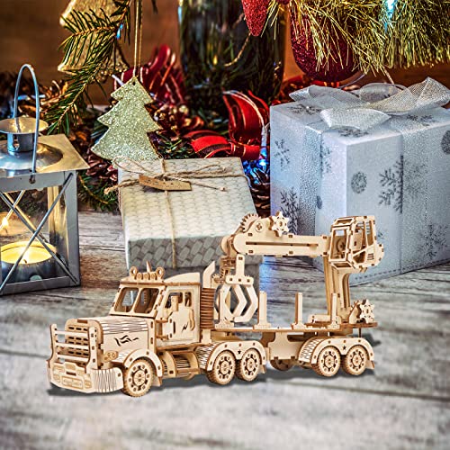 3D Wooden Puzzle for Adults, Wooden Mechanical Truck Crane Puzzles, DIY Model Building Kit Handicraft Wood Craft Hobbies Toy, Birthday for Hobbyist