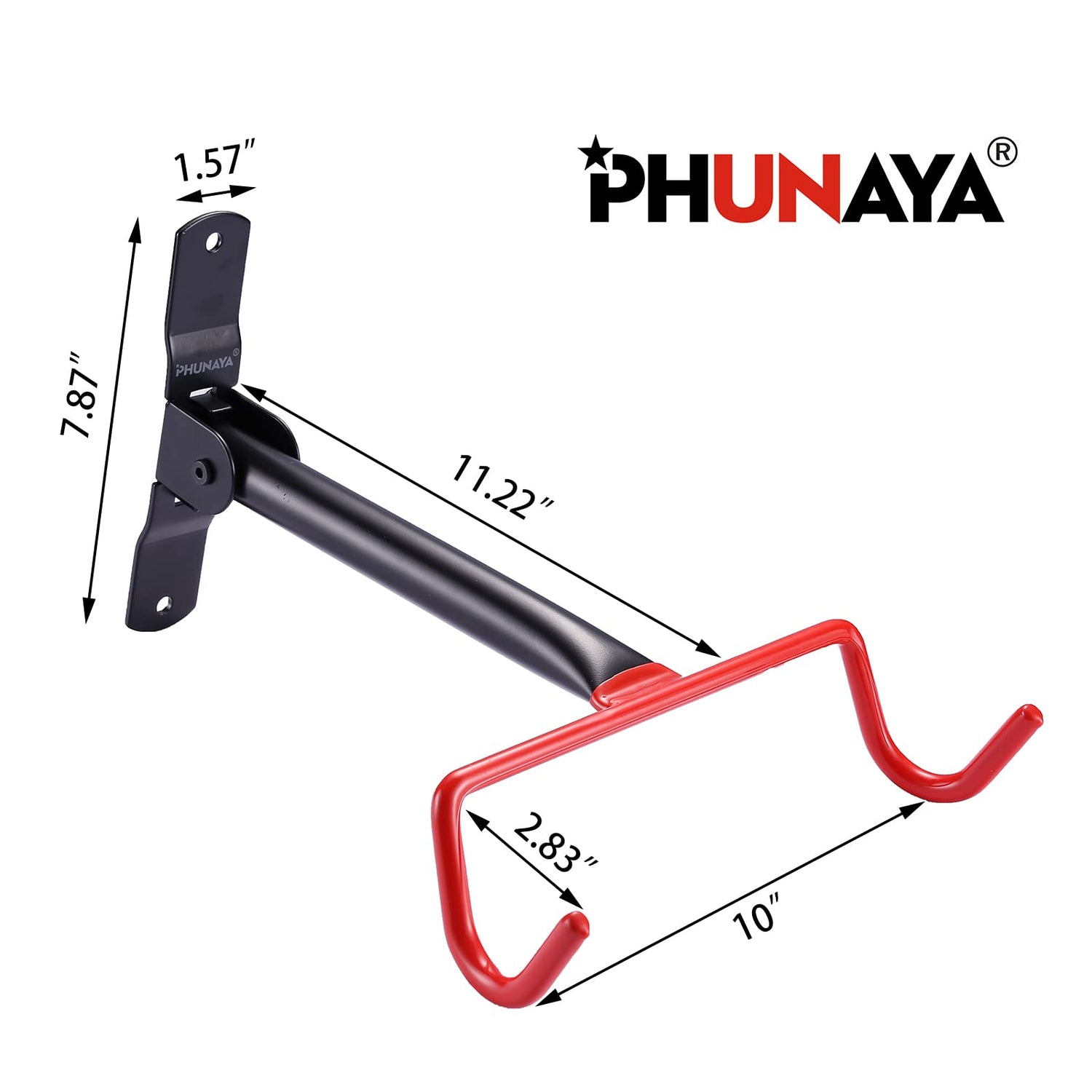 PHUNAYA Bike Hanger Wall Mount Bike Hook Horizontal Foldable Bicycle Holder Garage Bike Storage Bicycle Hoist Heavy Duty Screws (2 pack) PHUNAYA