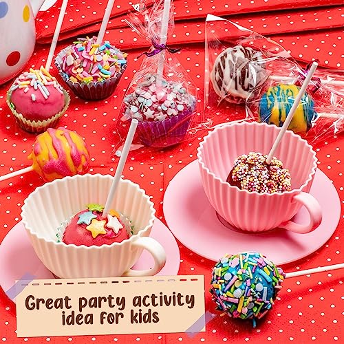 GirlZone Cake Pop Craze Kit, Kids Baking Set for Kids Ages 10-12 with Cake Pop Mold, Cake Pop Kit Stand, Cake Pop Gift Bags and Decorating Pen, GirlZone