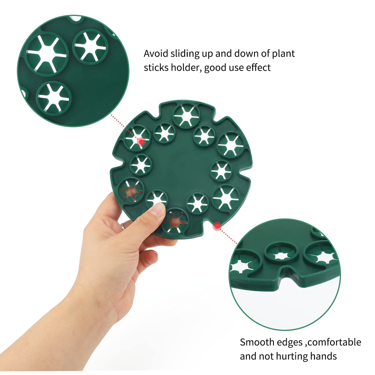 KINGLAKE 6 Pcs Bamboo Cane Holder Plastic Plant Cane Support Caps for Climbing Plants Sweet Peas Beans Green KINGLAKE