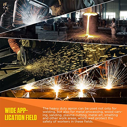 Leather Welding Apron For Men Work Apron 39.37”×25.59” Heat&Flame-Resistant Leather Apron Breathable Back Leather Aprons For Men Pure Cowhide Heavy DUOYI