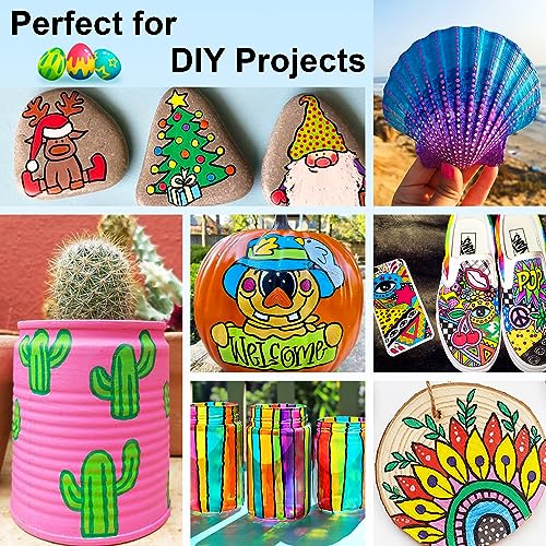 NAWOD 40 Colors Dual Tip Acrylic Paint Pens Markers, With Fine and Medium Tip, for Rock Painting, Canvas, Wood, Glass, Ceramic, Stone, Fabric, NAWOD