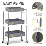 TOOLF 3-Tier Rolling Cart, Metal Utility Cart with Lockable Wheels, Storage Craft Art Cart Trolley Organizer Serving Cart Easy Assembly for Office, TOOLF