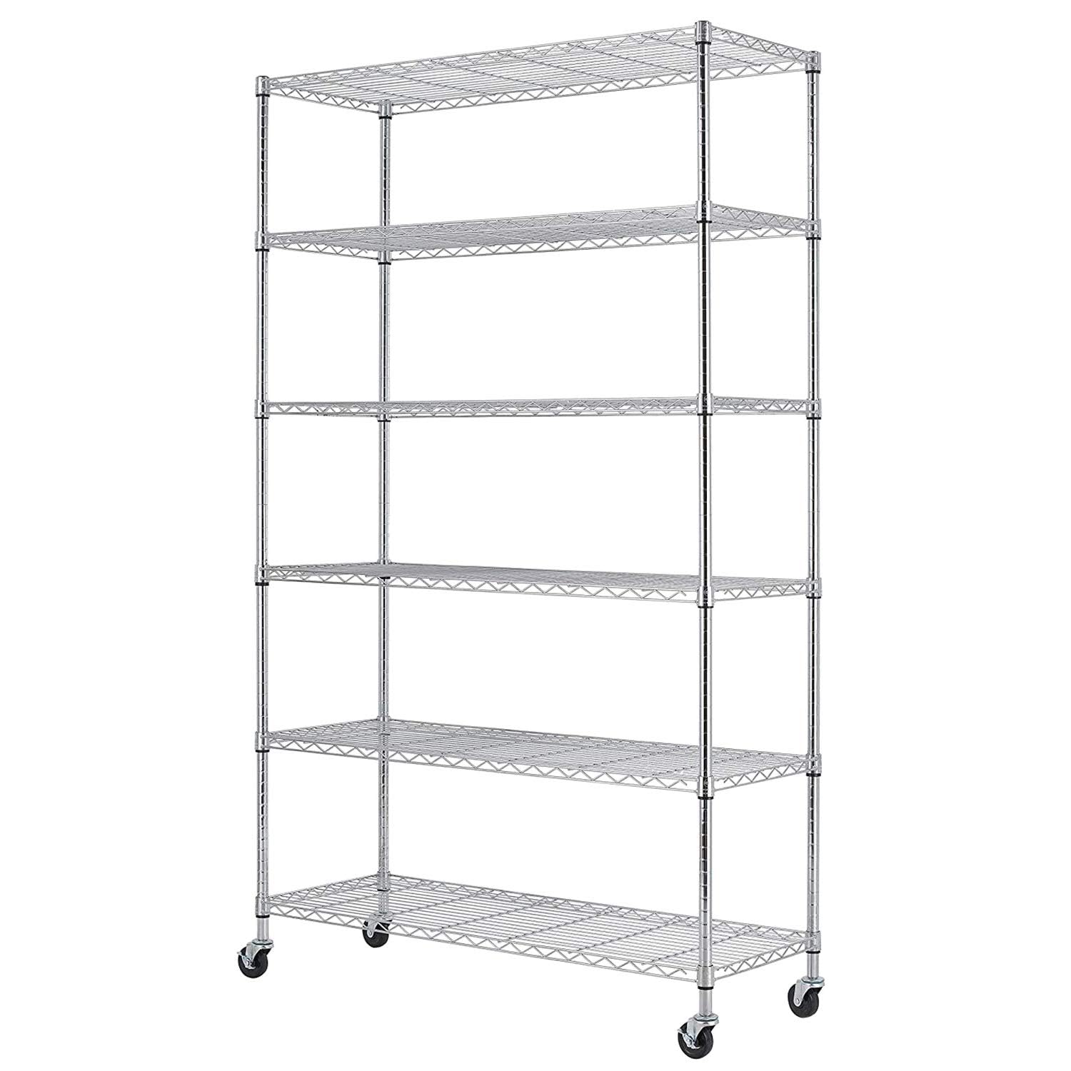 18" L x48 W x72 H 6 Shelf Wire Shelving Unit NSF Garage Storage Shelves Large Heavy Duty Metal Shelf Organizer Height Adjustable Commercial Grade BestMassage
