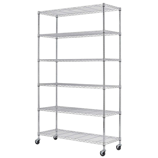 18" L x48 W x72 H 6 Shelf Wire Shelving Unit NSF Garage Storage Shelves Large Heavy Duty Metal Shelf Organizer Height Adjustable Commercial Grade