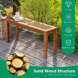 Tangkula Solid Wood Loveseat Bench for Indoor and Outdoor Relaxation, 39.5" Slatted Seat for Two Tangkula