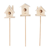 DIY Wood Birdhouse Planter Sticks - Set of 3 Decorative Crafts - Home Activities for Kids Fun Express