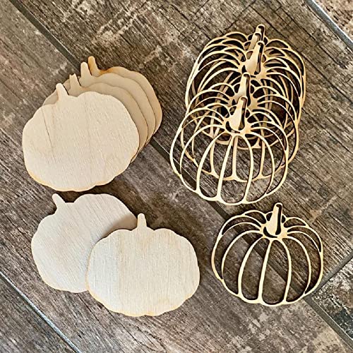 Unfinished Wood Autumn Pumpkin Cutouts by Factory Direct Craft - Pack of 24 Wooden Pumpkin Shapes for Halloween Fall Crafts and DIY Thanksgiving Factory Direct Craft