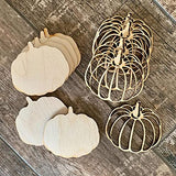 Unfinished Wood Autumn Pumpkin Cutouts by Factory Direct Craft - Pack of 24 Wooden Pumpkin Shapes for Halloween Fall Crafts and DIY Thanksgiving Factory Direct Craft