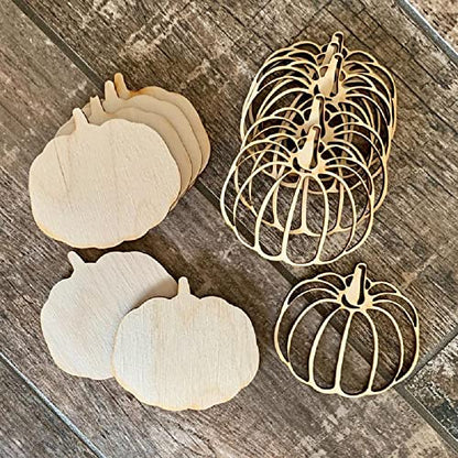 Unfinished Wood Autumn Pumpkin Cutouts by Factory Direct Craft - Pack of 24 Wooden Pumpkin Shapes for Halloween Fall Crafts and DIY Thanksgiving