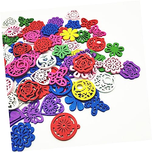 TEHAUX 100pcs Handmade Necklaces Wood Necklace Painted Jewelry Wood Beads Bracelet Beads Necklace Wood Beads DIY Wood Kit Wooden Slices Manual Bamboo TEHAUX