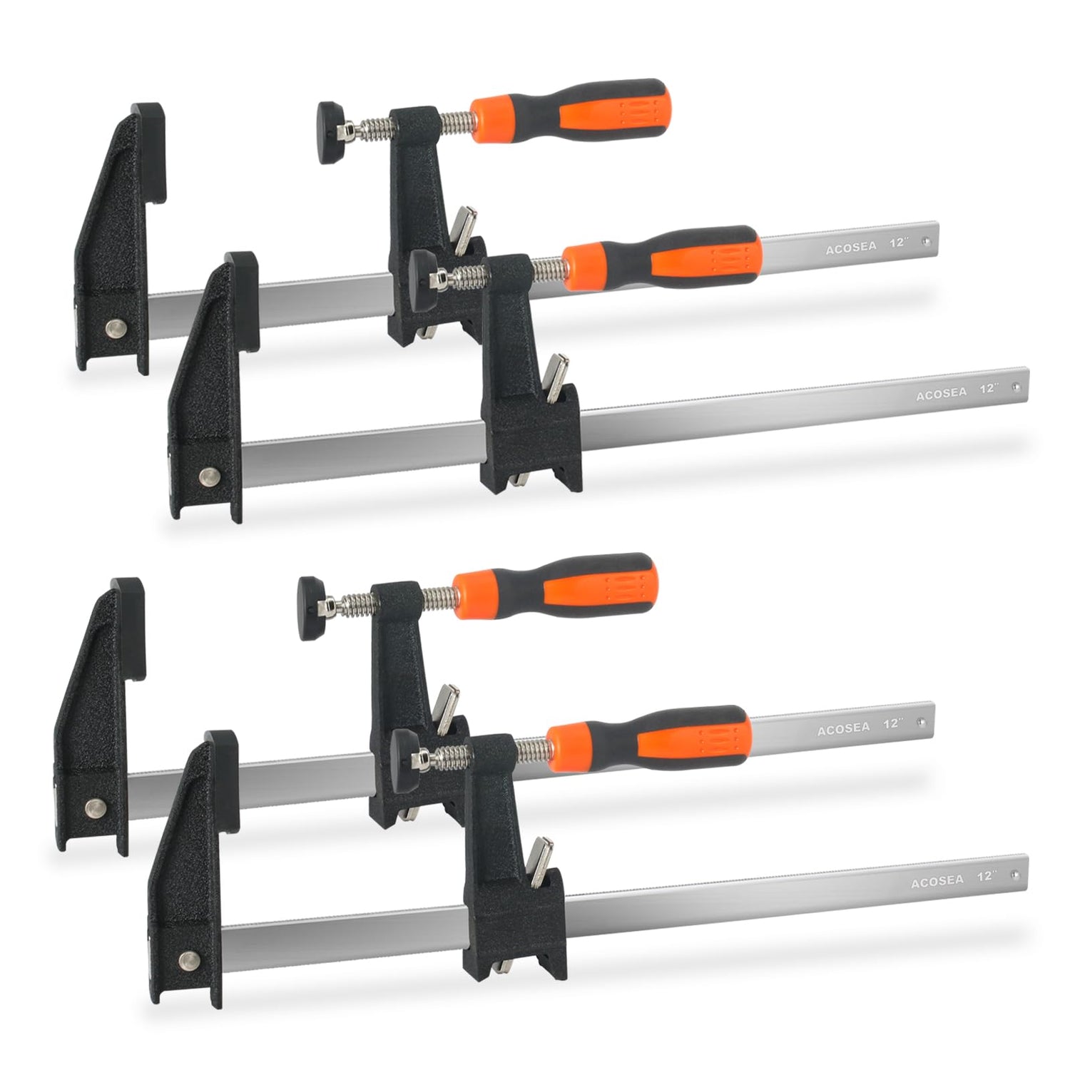 Woodworking Clamps,ACOSEA 4-Pack 12 Inch Bar Clamps Heavy Duty Adjustable and Release Quickly,Wood Clamps Throat Depth 2.5 Inch Clamps Force 600 Lbs ACOSEA