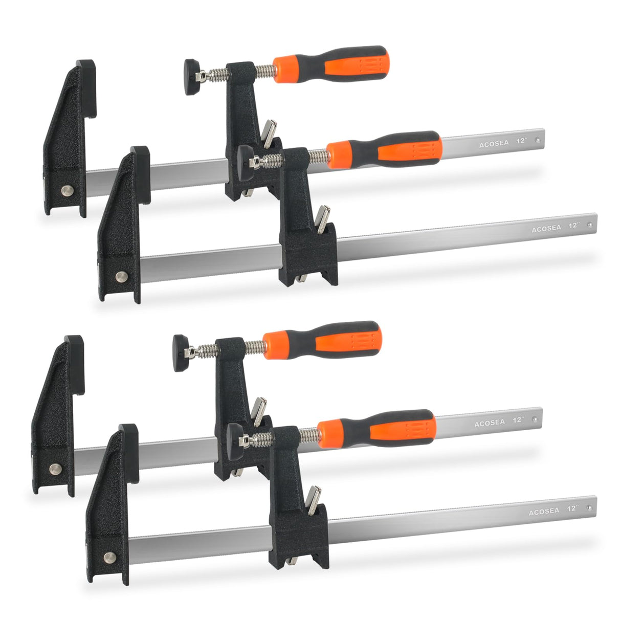 Woodworking Clamps,ACOSEA 4-Pack 12 Inch Bar Clamps Heavy Duty Adjustable and Release Quickly,Wood Clamps Throat Depth 2.5 Inch Clamps Force 600 Lbs ACOSEA