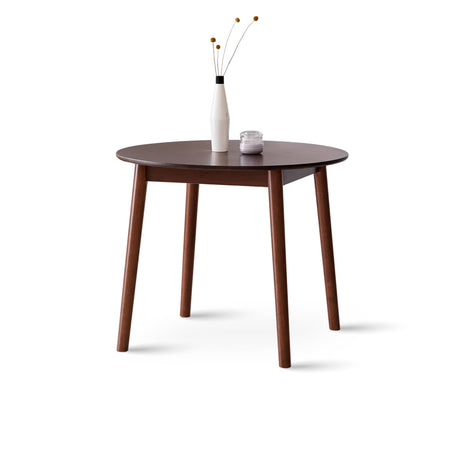 Livinia Aslan 35.4" Round Wooden Dining Table/Mid Century Modern Malaysian Oak Kitchen Table (Walnut) Livinia