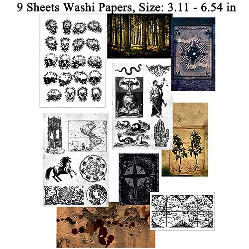 Vilikya Dark Academia Junk Journal Supplies, Vintage Skull Decoupage Paper for Scrapbook Kit, 45pcs Astrology Ephemera for Junk Journals, Mushroom - WoodArtSupply