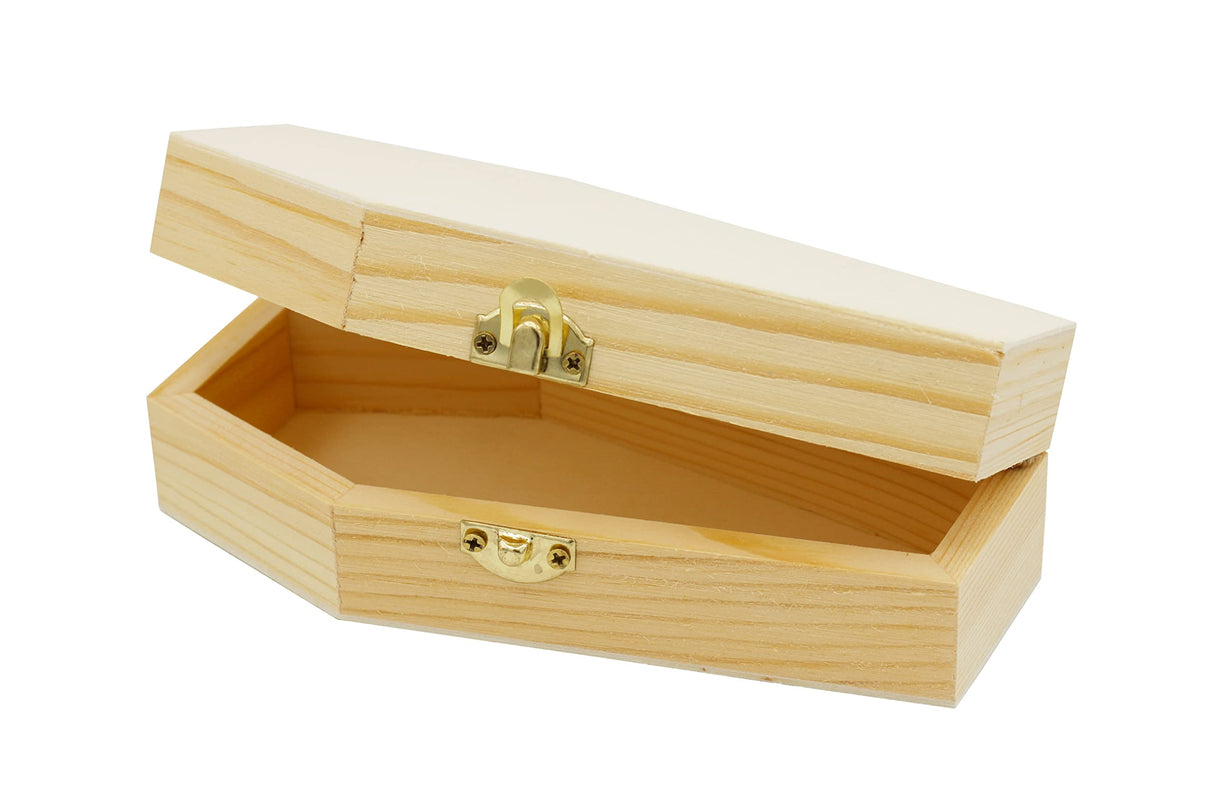 Creative Hobbies Pack of 6 - Small Unfinished Wood Funeral Coffins, 6-Inch - Perfect for Halloween, Goth Decor, and Pet Memorials Creative Hobbies