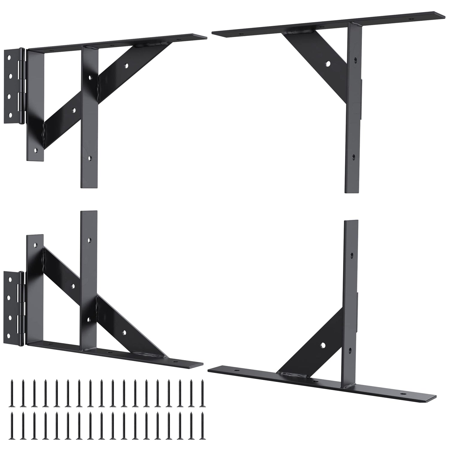 Gate Corner Brace Bracket Gate Kit for Wooden Fence Gate Hinges No Sag Frame Kit for Shed Doors, Driveway Gates, Corral Gates, Wood Windows (Black) Highpro