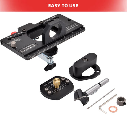 GOINGMAKE Metal Concealed Hinge Jig with Quick Clamp and Dust Vacuum Adapter Concealed Door Hinge Jig 35mm Cabinet Hinge Jig Hinge Hole Drilling Jig - WoodArtSupply