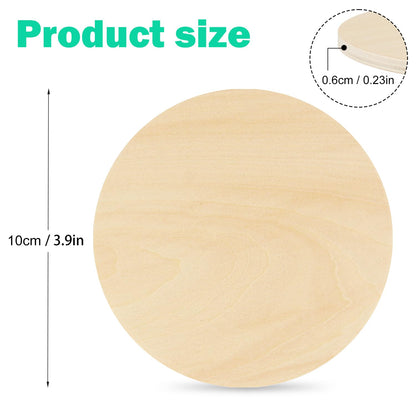 50 PCS 4 Inch Unfinished Wood Circles, Thickness 6 mm, Wooden Rounds for Crafts, Wood Discs for DIY Painting Decorations, Weddings and Parties,by