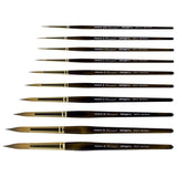 KINGART 1010C Premium 10 Pc. / Sizes Finesse 8020 Series Ultra Round Watercolor Artist Brush Set, Synthetic Kolinsky Sable Blend, Short Handle, Gift KINGART