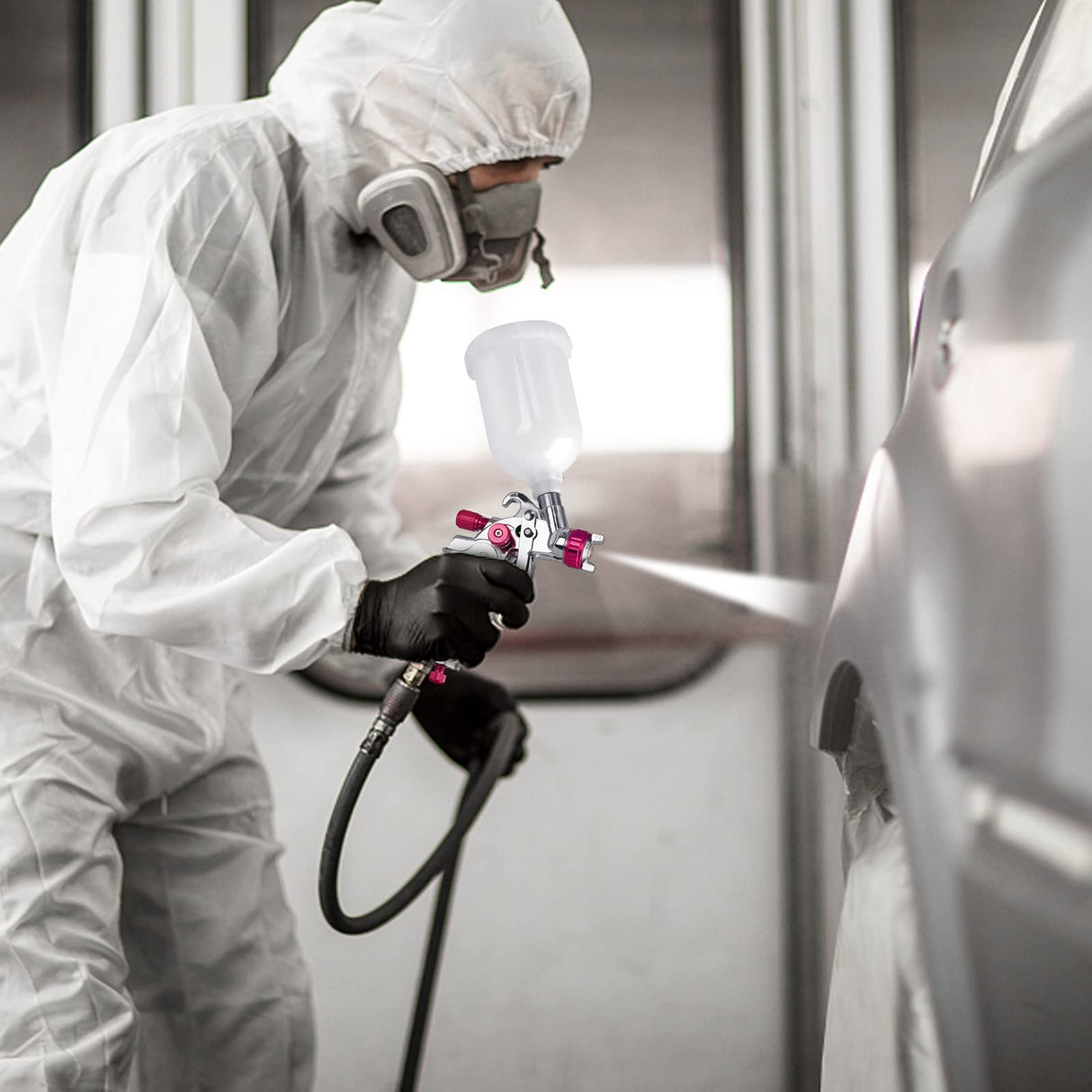 HVLP Spray Gun Set, Automotive Paint Spray Paint Gun Mini Air Paint Sprayer with 10 Disposable 400ML Cups for Car Furniture Body Repair Painting Aflybltol