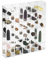 Adjustable Rock Display Case Clear Acrylic Collection Box with Mirrored Arrowhead Stones Storage Display Case Mineral Crystal Collectibles Holder FireOrange