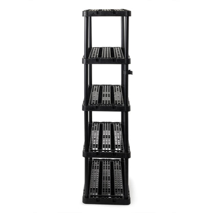 Gracious Living Knect-A-Shelf 5 Tier Ventilated Heavy Duty Shelving Storage Unit Organizer System for Home, Garage and Basement, Black - WoodArtSupply