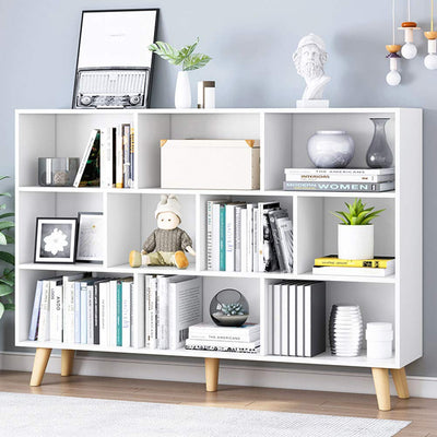 IOTXY Nordic Minimalist 3-Tier Wooden Open Shelf Bookcase in Warm White