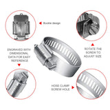 Selizo 40Pcs Hose Clamp Including 7 Sizes Adjustable Pipe Tube Clamps 304 Stainless Steel Hose Clips selizo