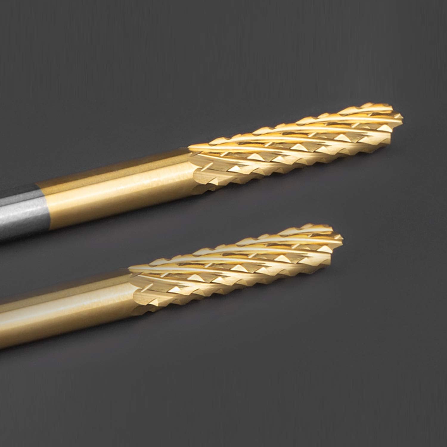 End Mill Sets, 10 Pieces Titanium Coat Carbide CNC Router Burrs End Milling Engraving Bits Drilling Hole Tool for PCB Circuit Board Plastic Fiber DKIBBITH