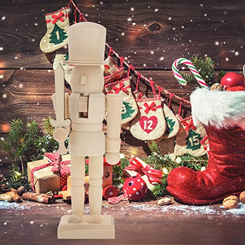 Veemoon Christmas Wooden Unpainted Mini Wooden Figurines DIY Blank Unpainted Nutcracker Puppet Walnut Soldier Ornament Decoration