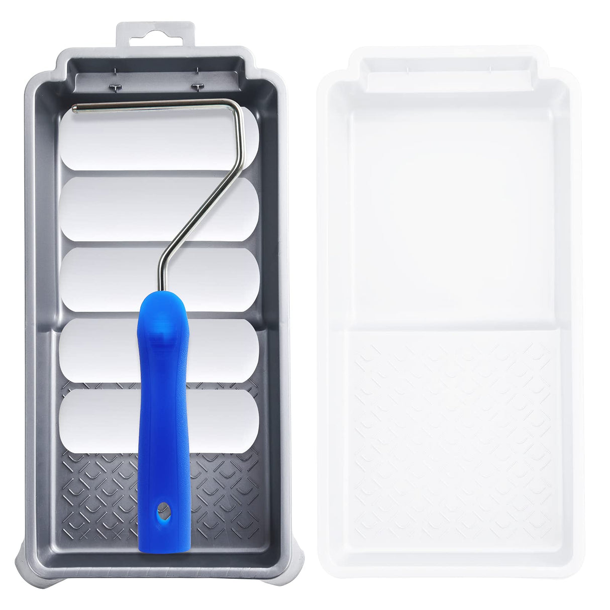 Mister Rui-Foam Paint Roller, 4 Inch-8 Pack Paint Roller Kit, Complete 4" Mini Paint Roller Kit with Small Foam Paint Roller Covers, Frame, Tray, and Mister Rui