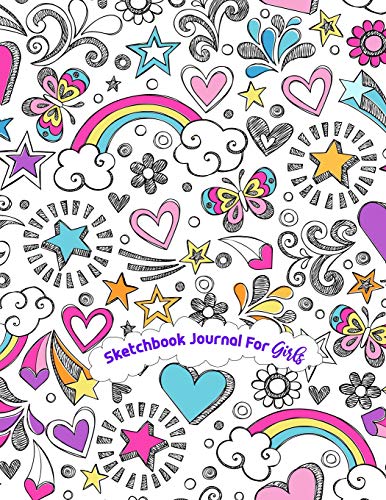Sketchbook Journal for Girls: 110 pages, White paper, Sketch, Doodle and Draw WoodArtSupply