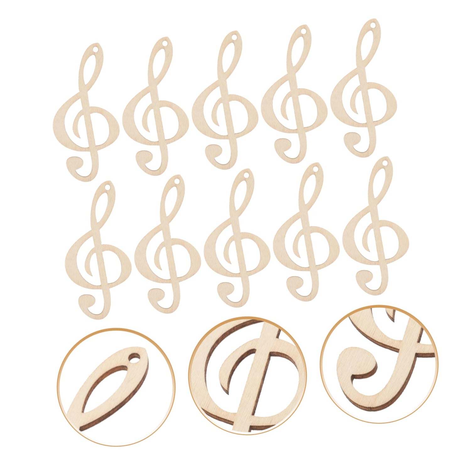 TEHAUX 10pcs Home Decor Wood Door Sign DIY Wooden Craft Musical Theme Party Favor Wood Centerpieces Wooden Slices Music Note Cutouts Wood DIY Craft TEHAUX
