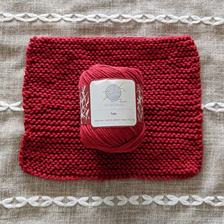 Mindfulness Flora Beginners Knitting Kit, Includes 100% Cotton Knitting Yarn, Circular Knitting Needles, Yarn Needle - Make Washcloths - Knit kit for mindfulknits