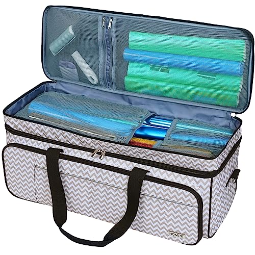 HOMEST Double Layer Carrying Case with Mat Pocket for Cricut Explore Air 2, Cricut Maker, Ripple - WoodArtSupply