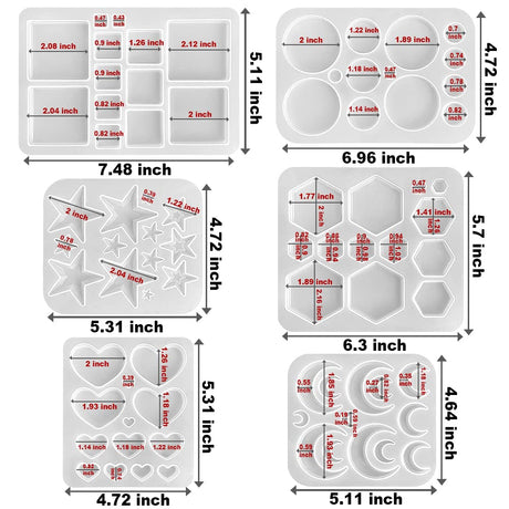 RESINWORLD Multi-Functional Small Silicone Molds Set for Resin + 16pcs Variety Geometric Pendant Silicone Molds with Hanging Hole ResinWorld