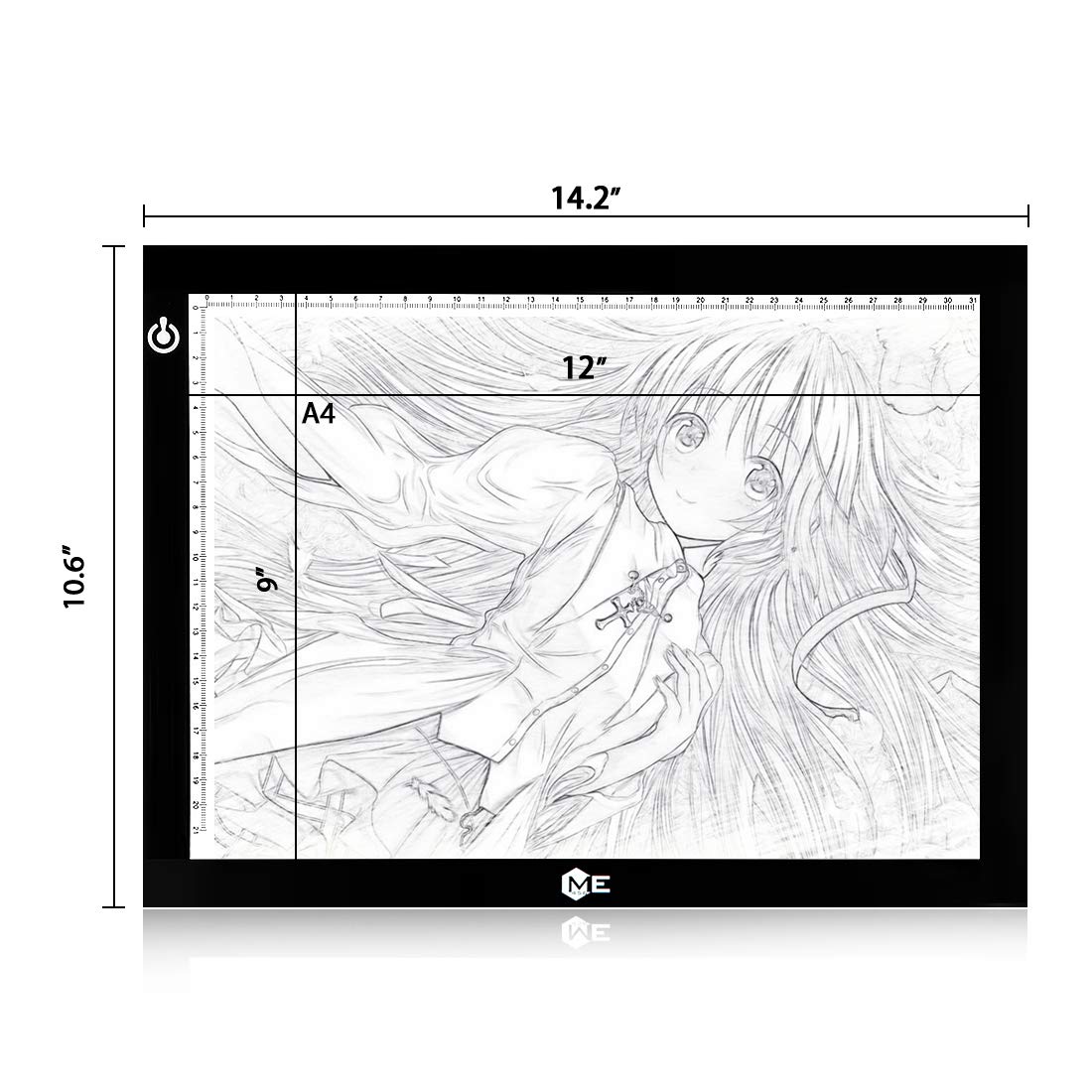 ME456 A4 LED Light Box 9x12 Inch Light Pad Only 5mm Ultra-Thin USB Power Light Table for Tracing ME456