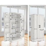 Locsear Kitchen Pantry Storage Cabinet w/LED, 50" Pantry Cabinets w/Doors and Shelves, Freestanding Pantry Cupboard for Kitchen, Dinning Room, Living Locsear