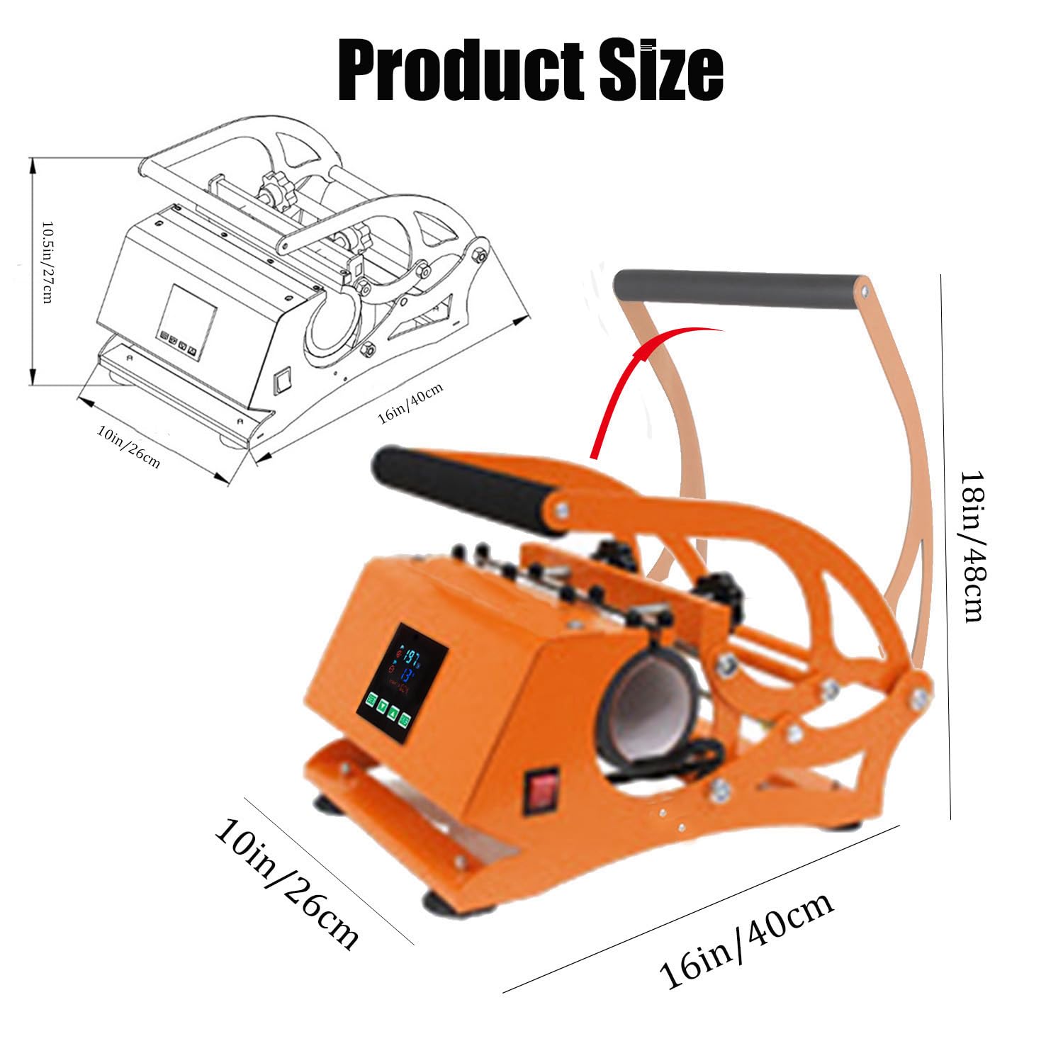 9-30 oz Mug Heat Press, Tumbler Press, DIY Sublimation, for Straight Blanks Skinny Tumblers, Fits Stainless Steel, Ceramic, Glass Tumbler, Orange - WoodArtSupply