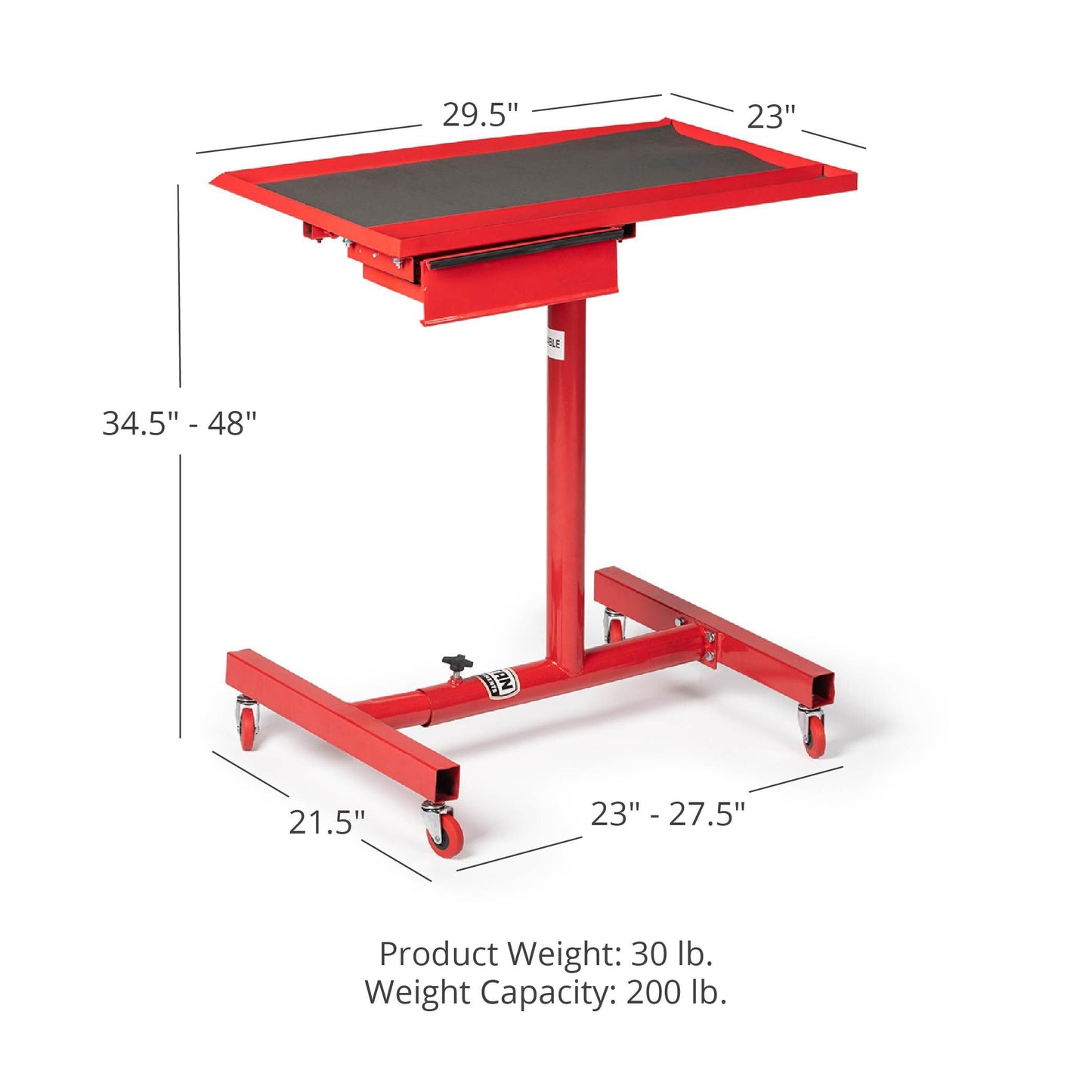 Titan Distributors Inc Adjustable Rolling Work Table with Tool Drawer Workstation for Shops Garages and Warehouses - WoodArtSupply