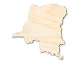 Unfinished Wood Democratic Republic of The Congo Country Shape - African Craft - up to 36" DIY 3" / 1/8" 24 Hour Crafts