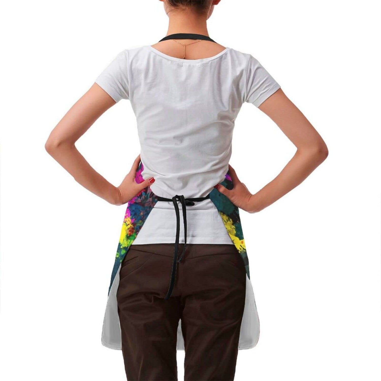 Mount Hour Colorful Paint Splatter Women Apron, for Gift Cooking Paint Mount Hour