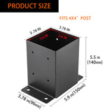 YVHFWOY 4x4 Post Base ，Railing Post Brackets(Inner Size 3.6"x3.6")，Black Powder Coated Heavy Thick Steel Fence Post Anchor for Deck Porch Handrail YVHFWOY