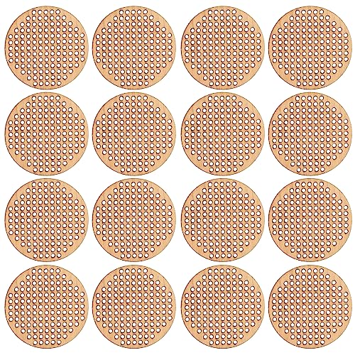 Amosfun 20pcs Wooden Hanging Circle Wooden Cross Stitch Plate Mini Embroidery Template for DIY Crafts Wedding Christmas Hanging Decor Amosfun