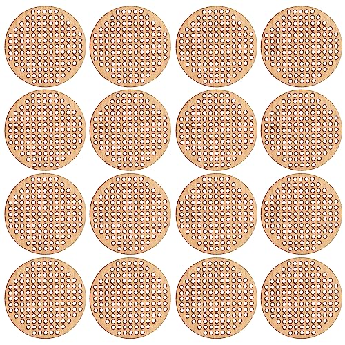 Amosfun 20pcs Wooden Hanging Circle Wooden Cross Stitch Plate Mini Embroidery Template for DIY Crafts Wedding Christmas Hanging Decor