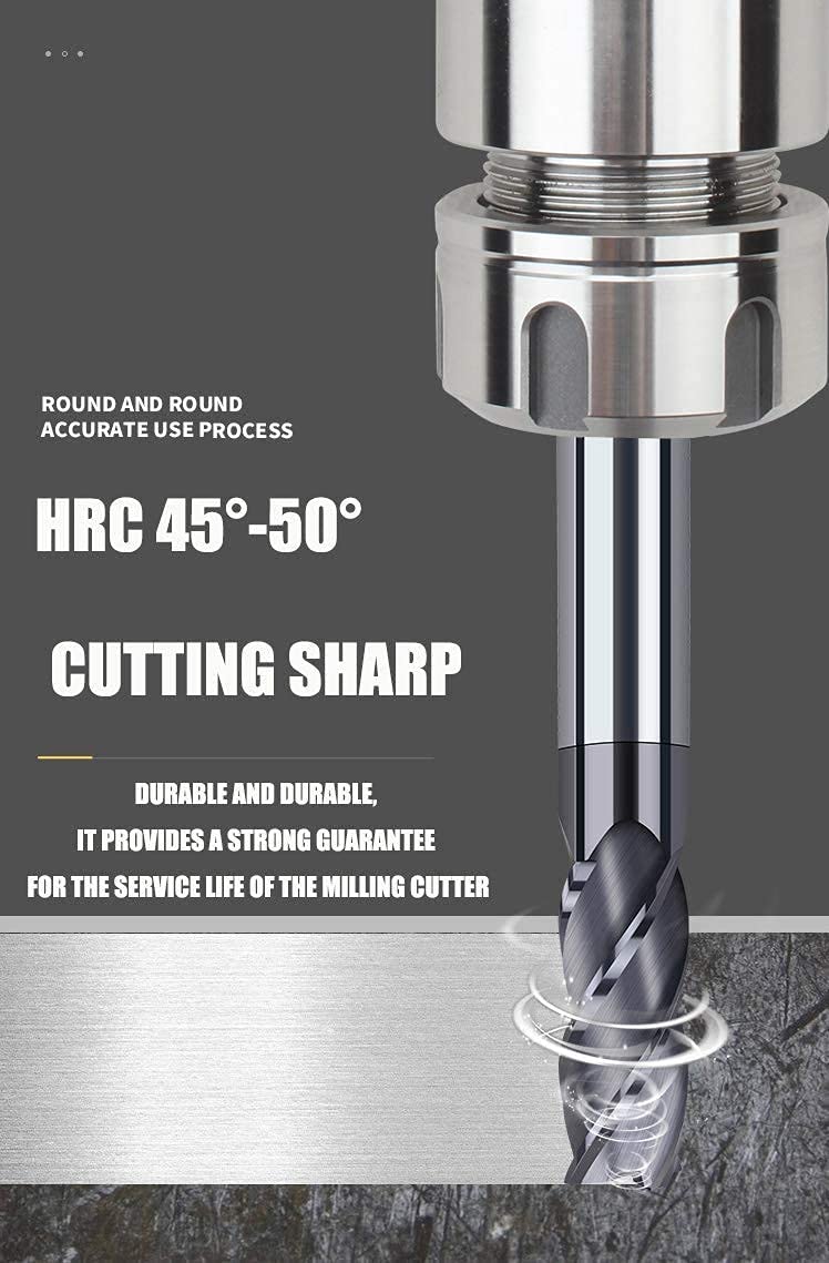 8pcs 2-12mm CNC Square Nose End Mills,Carbide Tungsten Steel 4 Fultes Milling Cutter, Router Bits Rotary Bits Tool Straight Shank 2-12mm Hunricho