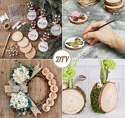 Lemonfilter Natural Wood Slices 50 Pcs 2.3-2.7 Inches Craft Unfinished Wood kit Wood Coasters Wooden Circles Christmas Wood Ornaments Tree Slices for