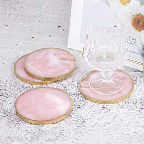 ResinWorld 4 Pack Resin Coaster Molds, Diamond Edge Crystal Coaster Molds + 4 Pack 4 inches Round Coaster Molds, Thick Coaster Silicone Molds ResinWorld
