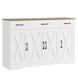 HOSTACK Buffet Cabinet with Drawers, 55" Large Sideboard Buffet Storage Cabinet with Shelves & 4 Doors, Modern Farmhouse Coffee Bar Cabinet Wood HOSTACK